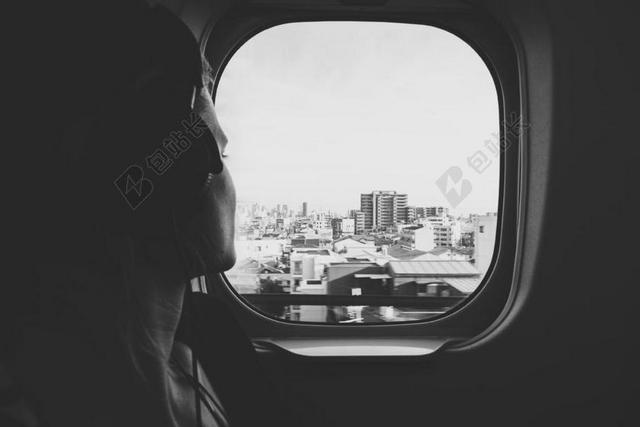 飞机 航空公司 旅行 黑色和白色 窗口 查看 建设 人
