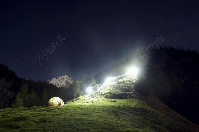 山 高原 黑暗 天空 景观 自然 谷 小山 露营 帐篷
