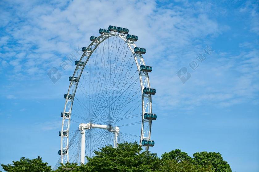 摩天轮 娱乐 蓝色 组成 照片 伟大 架构 游乐园 城市