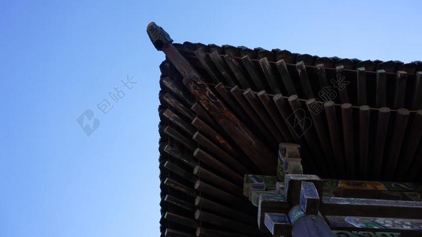建筑复古古建斗拱屋檐背景图片