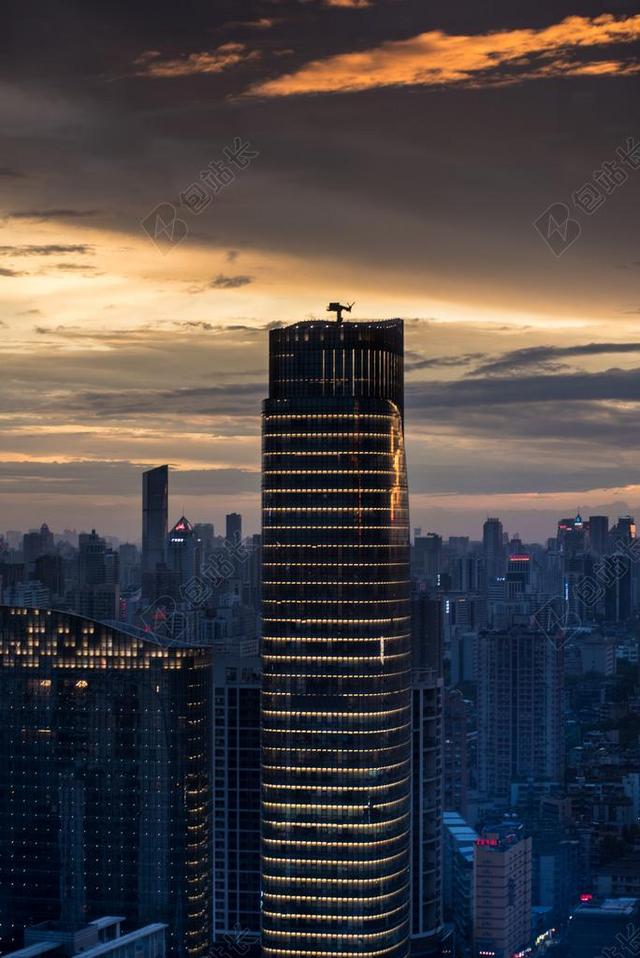 城市 夕阳 广州