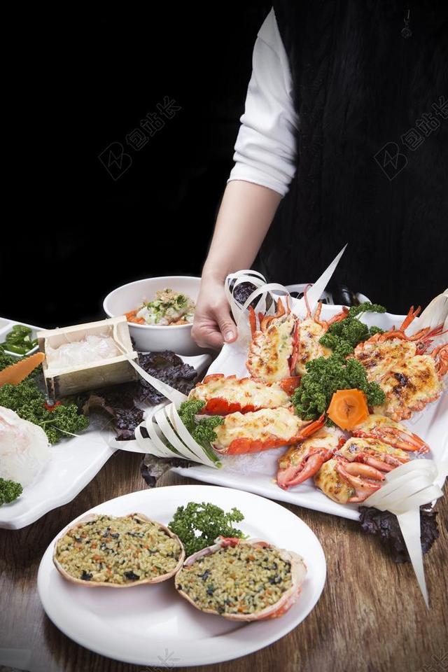 餐饮唯美海鲜大餐背景图片