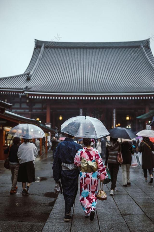 亚洲 人 妇女 女孩 和服 日本 灯笼 旅行 手袋 街