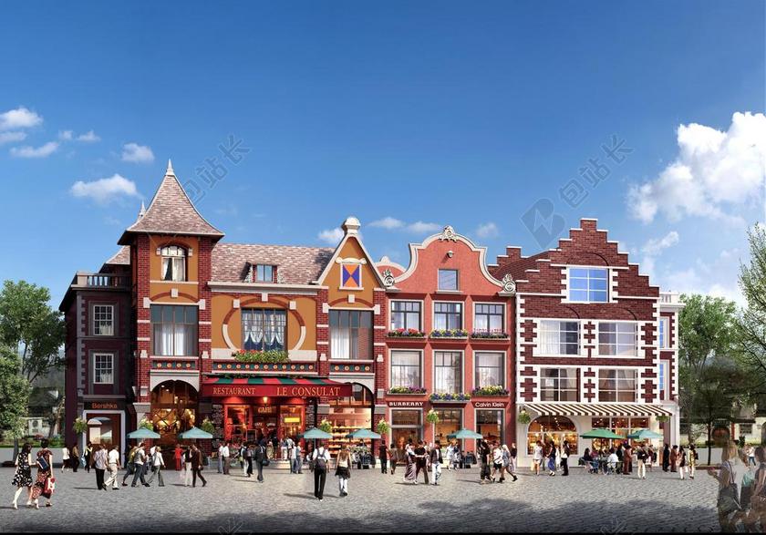 荷兰风格 效果图 商业街