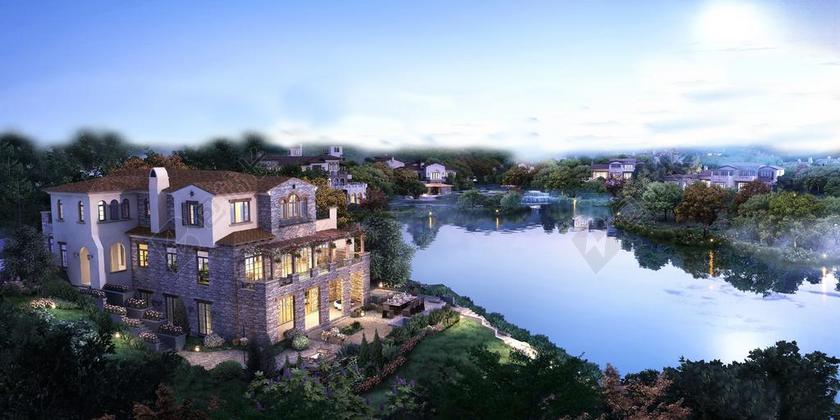 旅游清新小镇水岸背景图片