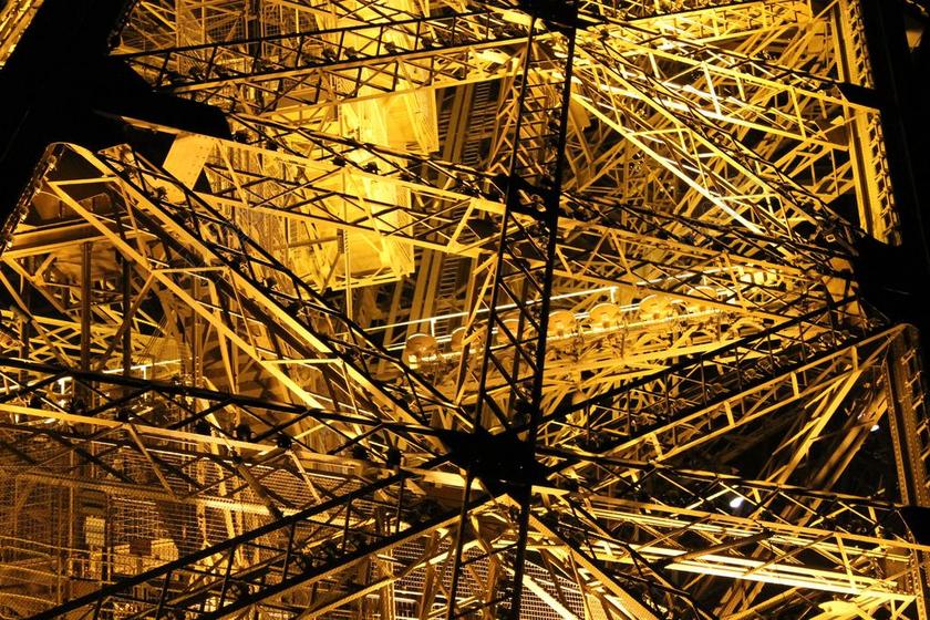 巴黎 埃菲尔铁塔 夜 灯 阶梯