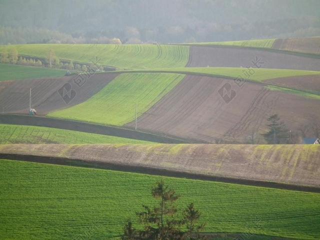 春天 五月 北海道 山 字段 可耕土地 农村