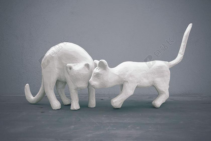 ESCALYOLA 猫 白色的猫 猫石膏 夫妇 弗利纳 蓝色