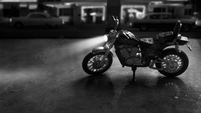 摩托车 罪恶之城 玩具 摄影 微型 夜 汽油泵 黑暗