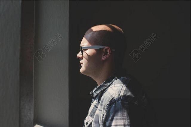 男子 家伙 眼镜 光头
