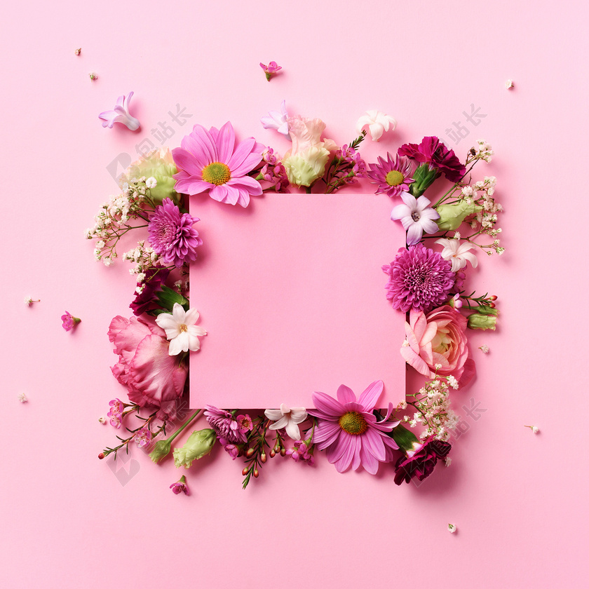 粉色浪漫清新妇女节情人节鲜花背景图片